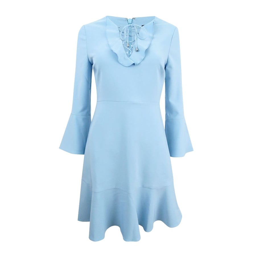 sky blue fit and flare dress