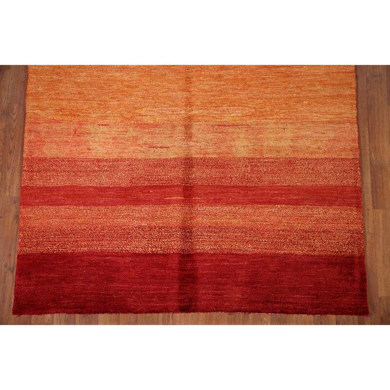 Striped Gabbeh Kashkoli Area Rug Hand-knotted Wool Carpet - 4'6" x 6'2"