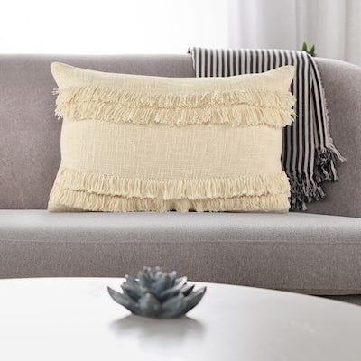 Sevita Beverly Fringed Solid Throw Pillow