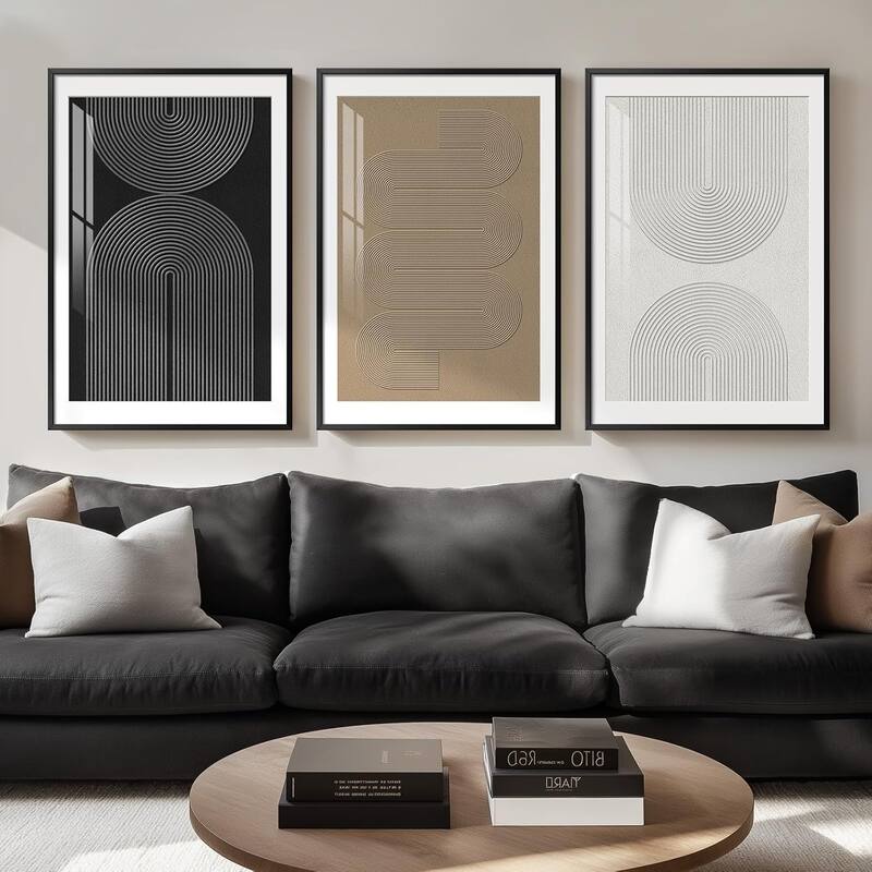 Black White Brown Prints Paintings Artwork, Minimalist Geometric - 24 x 36