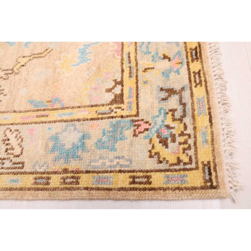 ECARPETGALLERY Hand-knotted Modern Oushak Tan Wool Rug - 3'1 x 12'2
