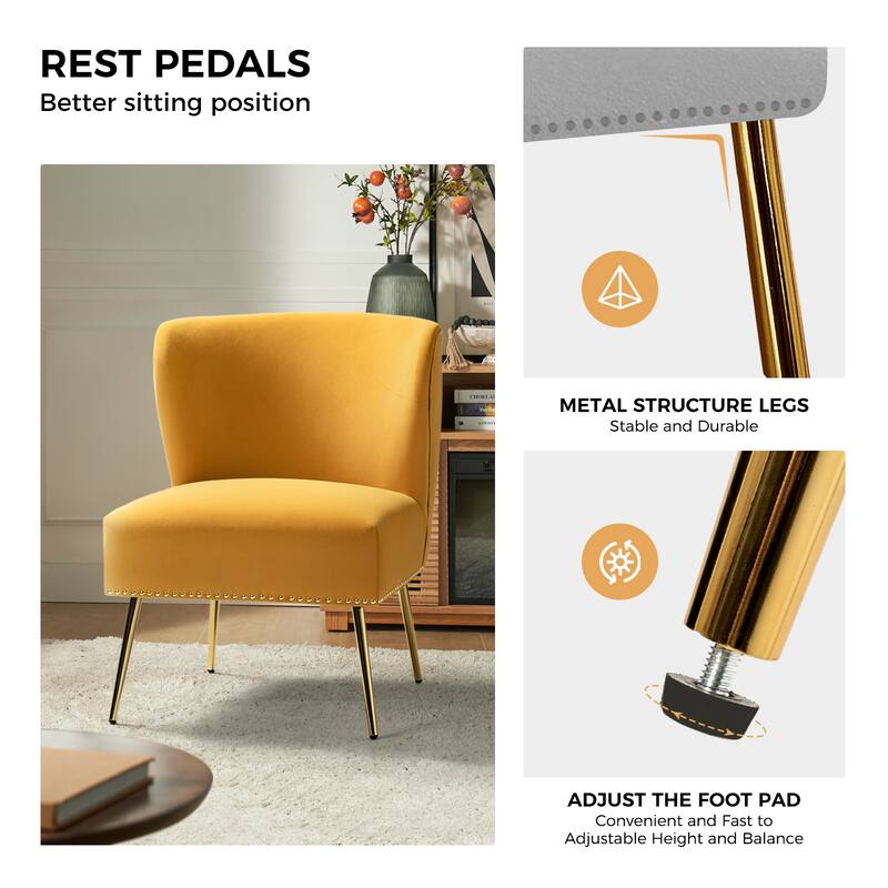 Celtia Modern Velvet Accent Side Chair with Nailhead Trim by HULALA HOME