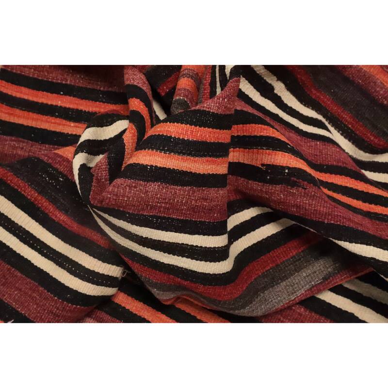 Hand Woven Oriental 100% Wool Carpet Southwestern Geometric Oranges & Rust Kilim Area Rug - 8' 1'' X 5' 0''