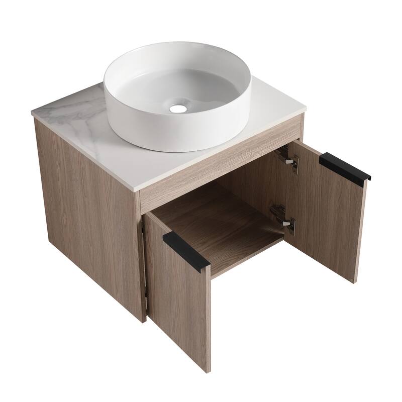 Compact 24-Inch Bathroom Vanity Cabinet with Premium Hardwood Construction, No Ceramic Basin