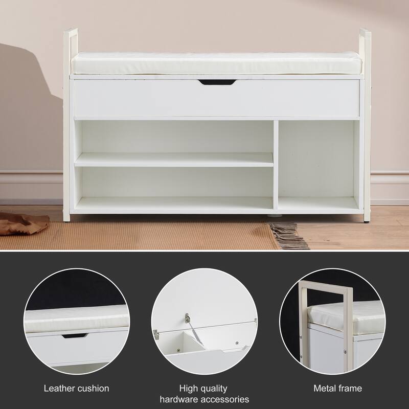 39"Shoe Storage Bench with Cushion