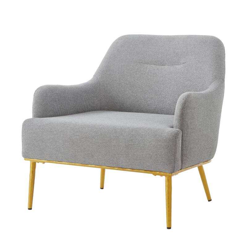 Christopher Knight Home - Modern Upholstered Armchair with Gold Metal Legs and Curved Backrest