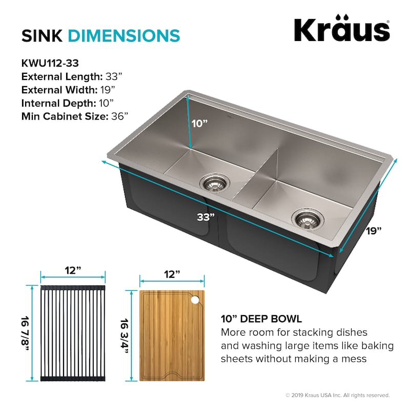 KRAUS Kore Workstation Undermount Stainless Steel Kitchen Sink