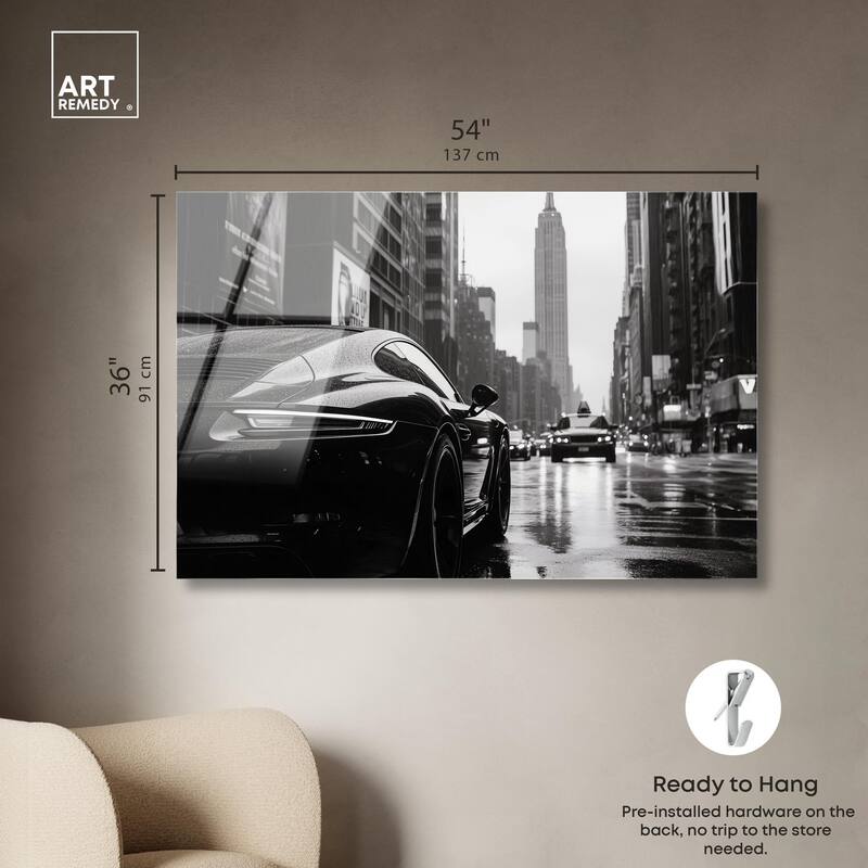 Rainy Day New York Acrylic by Art Remedy, Ready to Hang