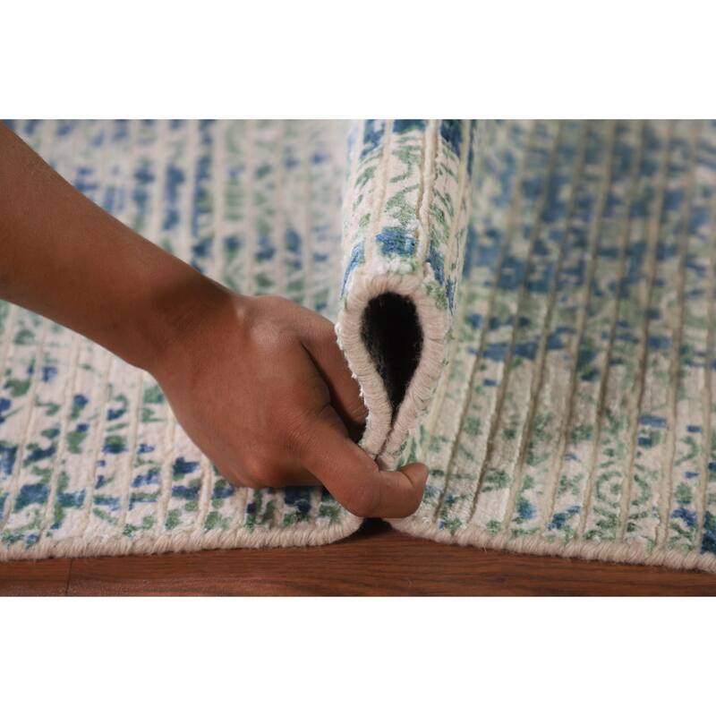 Abstract Area Rug Hand-Knotted Modern Wool Carpet - 5'5"x 7'10"