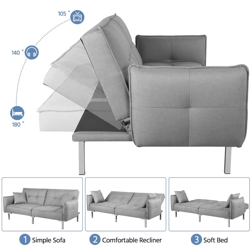 Yaheetech 78in Convertible Futon Sofa Bed with Fabric Cover