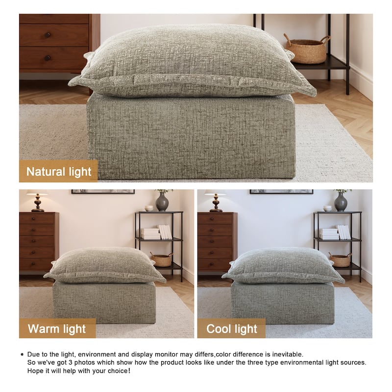 Comfy Cloud Chenille Upholstered Modular Sectional Ottoman