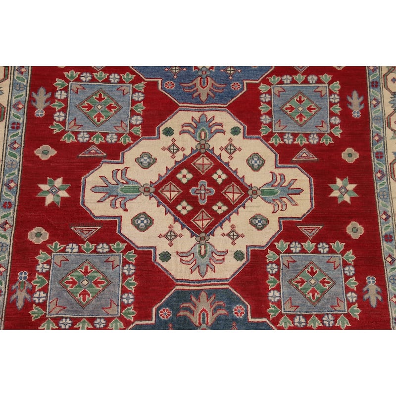 Oriental / Geometric Kazak Area Rug Handmade Wool Carpet - 5'6" x 8'2"