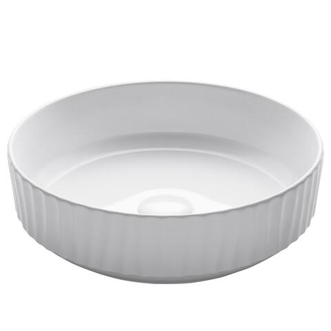 KRAUS 15 3/4 inch Viva Round White Ceramic Vessel Bathroom Sink