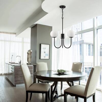 Glass Globe Chandelier Mid Century Pendant Ceiling Lights 3 Lights - 19" x 47"