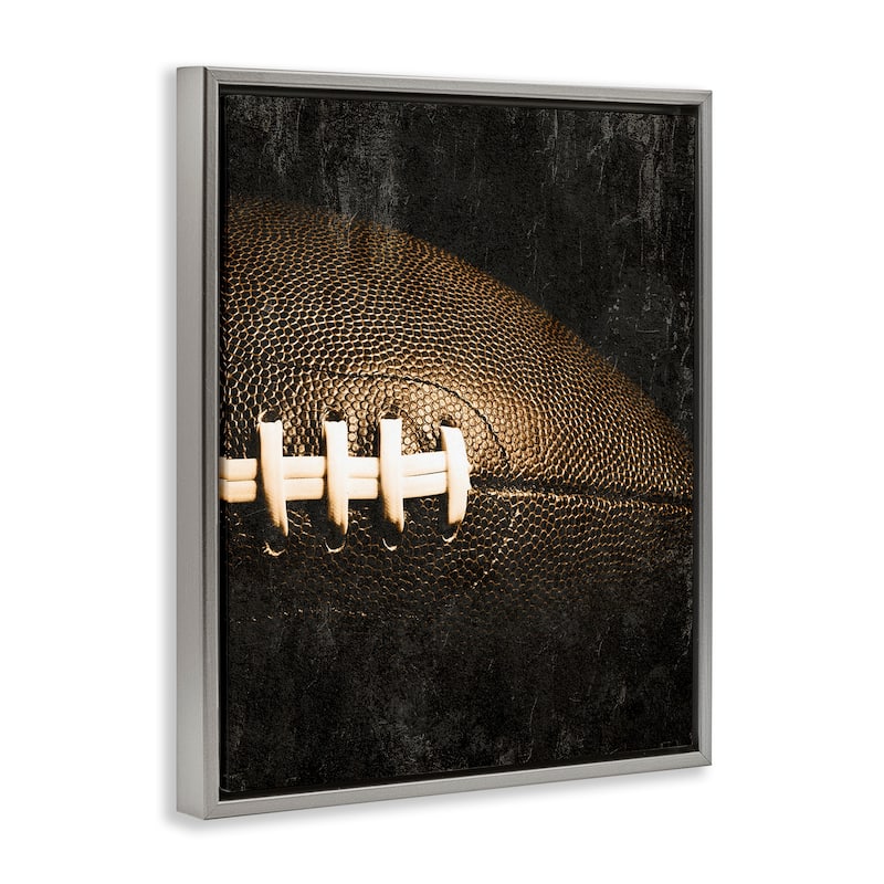 Stupell Rustic Football Close Up Framed Floater Canvas Wall Art Design By Kim Allen