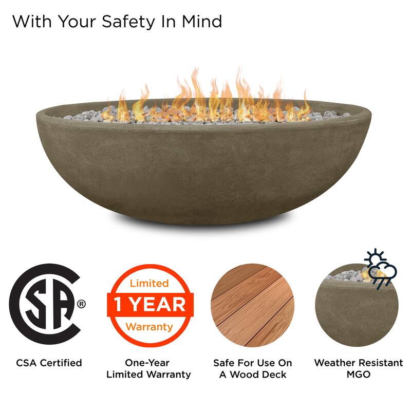 Riverside 48" Oval Propane Fire Bowl in Glacier Gray by Real Flame