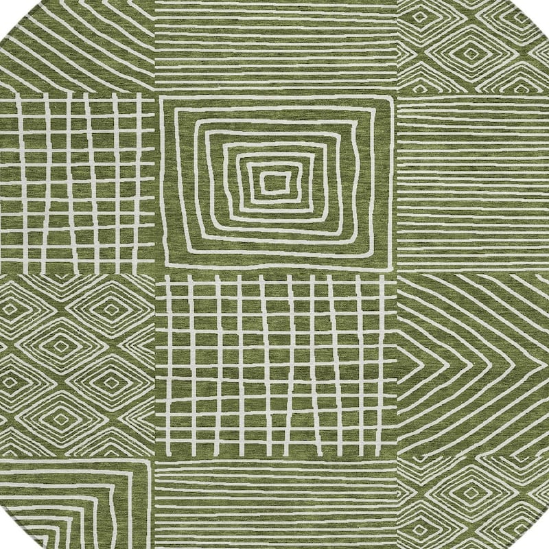 HomeRoots Geometric Transitional Rectangle Outdoor Rug