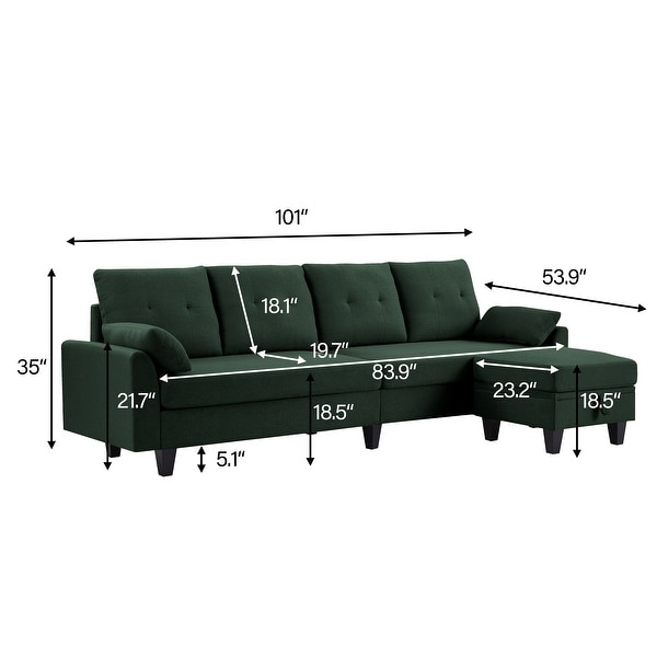 Modern Sectional Sofa Couch L Shaped With Chaise Storage