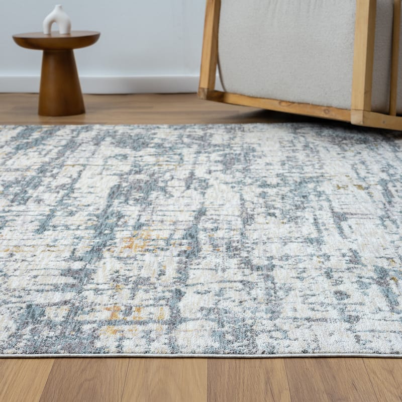 Reeves Modern Blue/Beige Performance Indoor Area Rug by Sevita