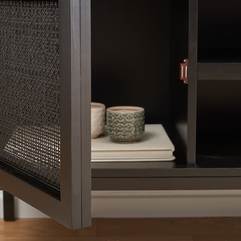 SAFAVIEH Zadie 1 Shelf Rattan Media Stand - 54" W x 15" D x 22" H