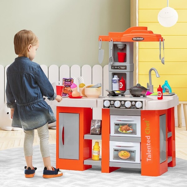 マスダヤ PLAY & TIME Kitchen キッチン Costway Children's Indoor Playset: 2 in 1 Kids Play Kitchen