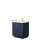 preview thumbnail 41 of 168, Miranda Single Vanity Set, Cultured Marble Top, No Mirror 30-Inch Single - Dark Blue, Gold Trim, Carrara Cultured Marble Top