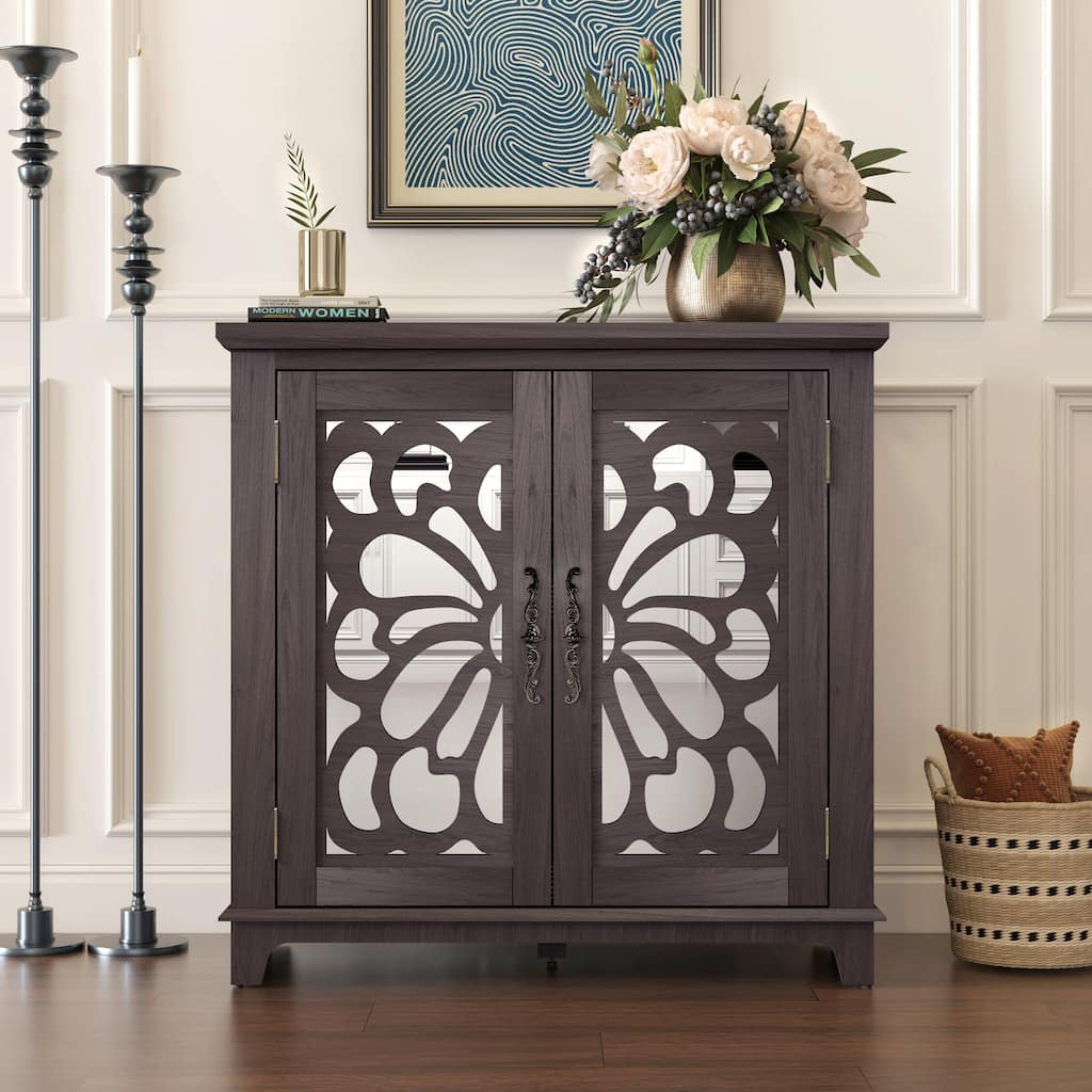 Elegant sideboard with 2 acrylic mirrored doors Sideboard and Buffet