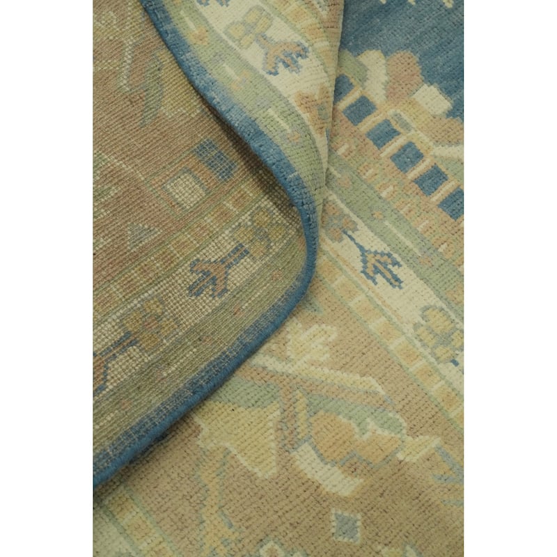 Vegetable Dye Blue Oushak Turkish Large Rug 10x14 - 13' 7'' X 10' 0''