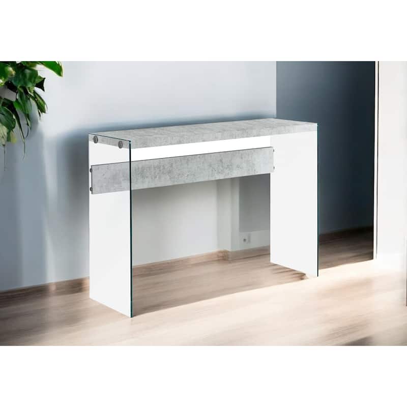44" Stylish Modern Wood Top Console Table with Transparent Glass Base Modern Accent for Living Room - 44”L x 15.75”W x 32”H