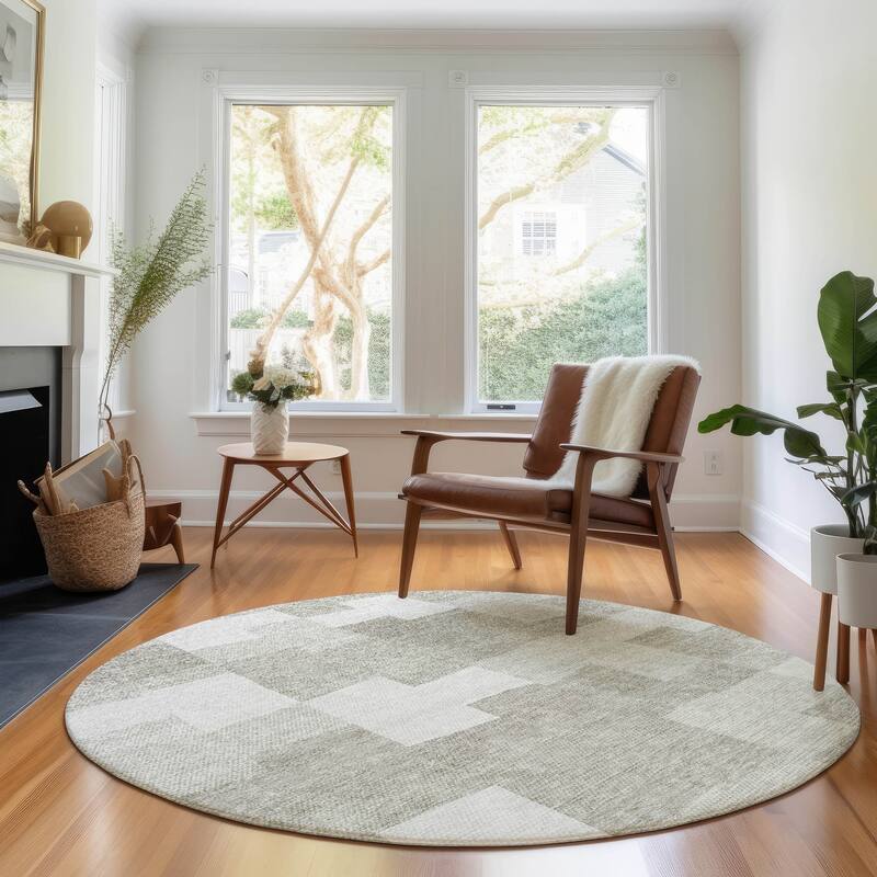 Premium Washable Super Soft Contemporary Mayfield Rug - Taupe - 8' x 8' - Round