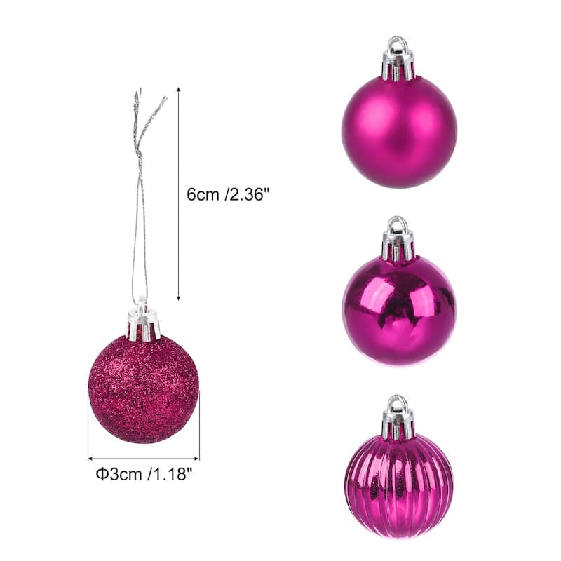 24Pcs 1.18 Inch Christmas Balls Shatterproof Ornaments Balls - Rose Red