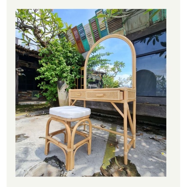 Rattan dressing online table stool