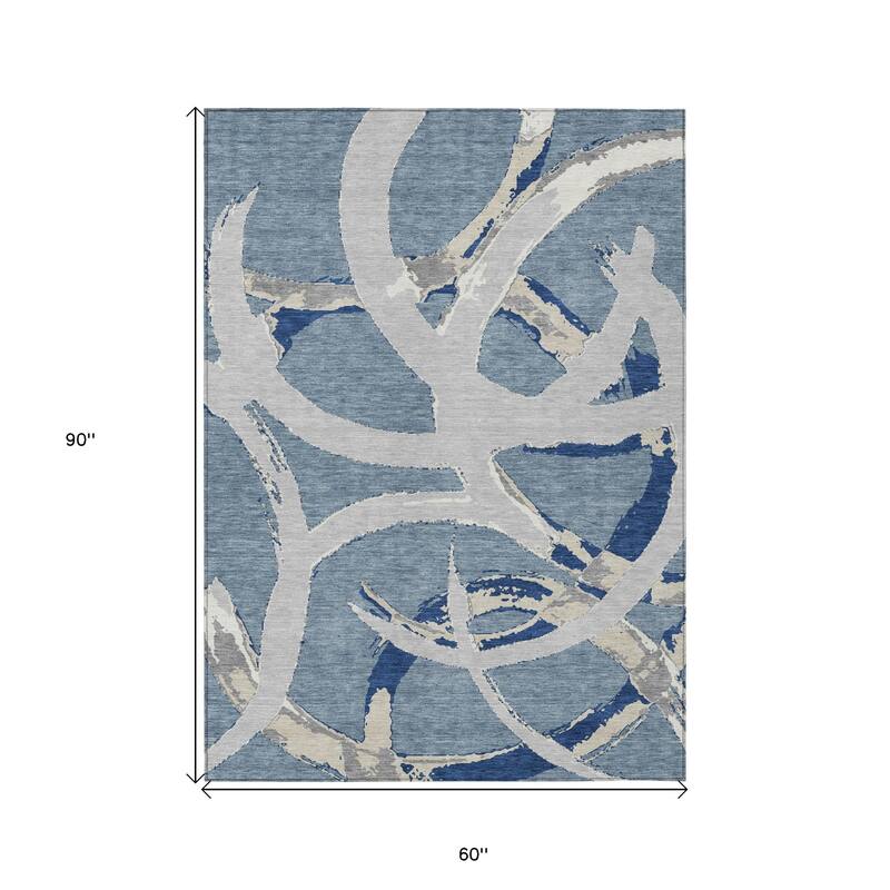 HomeRoots Abstract Transitional Rectangle Outdoor Rug