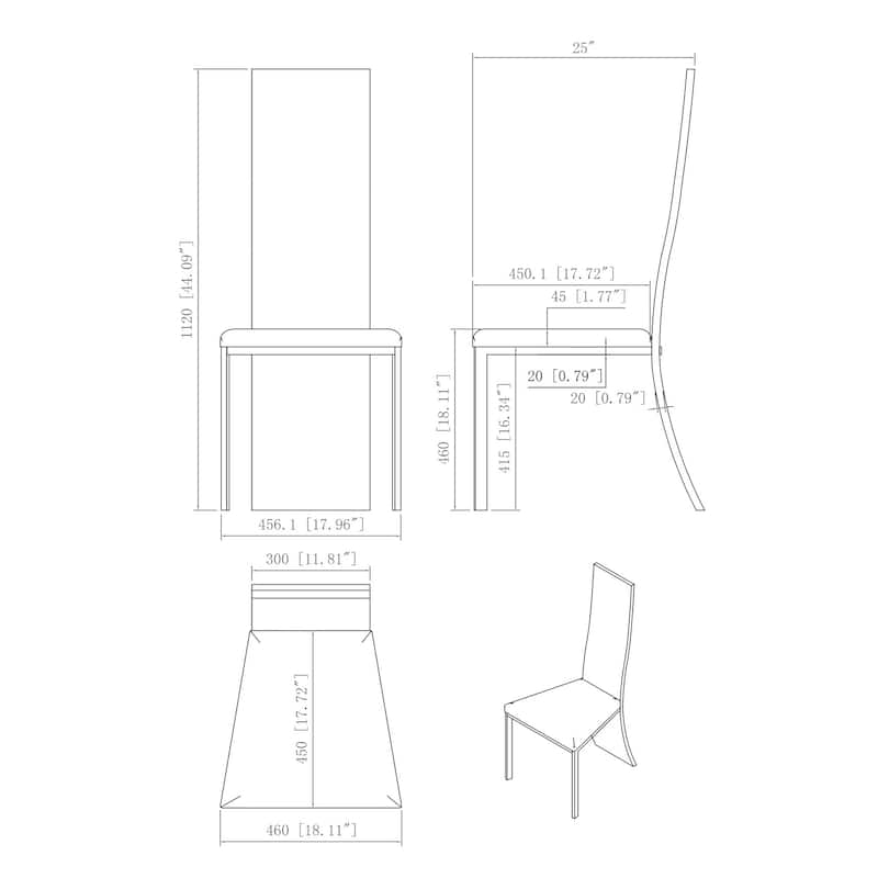 Somette Lillian Acrylic High-Back Upholstered Side Chair, Set of 2