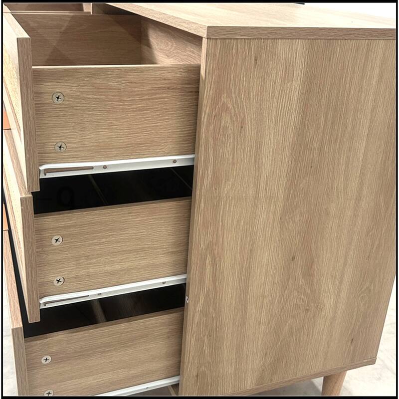 6-Drawers Rattan Storage Cabinet with White Drawer Slides