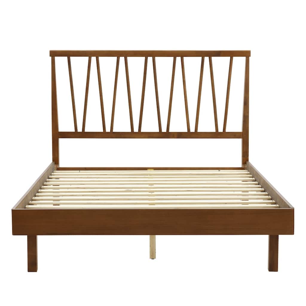 Wood Platform Bed Frame with Headboard - Old World Charm Bed Set - Modern Bedroom Furniture