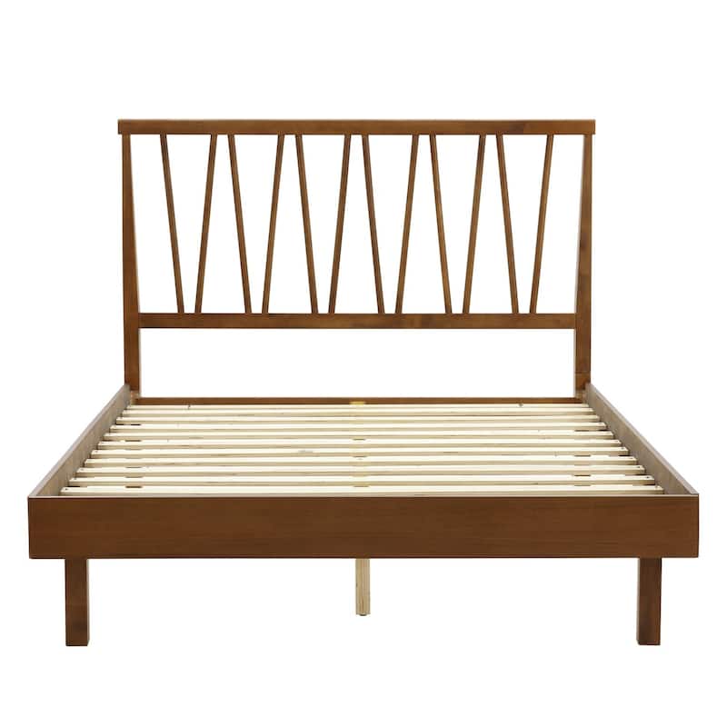 Wood Platform Bed Frame with Headboard - Old World Charm Bed Set - Modern Bedroom Furniture