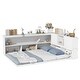preview thumbnail 6 of 7, White Full Size Wood Floor Bed with L-shaped Bookcases, sliding doors, without slats