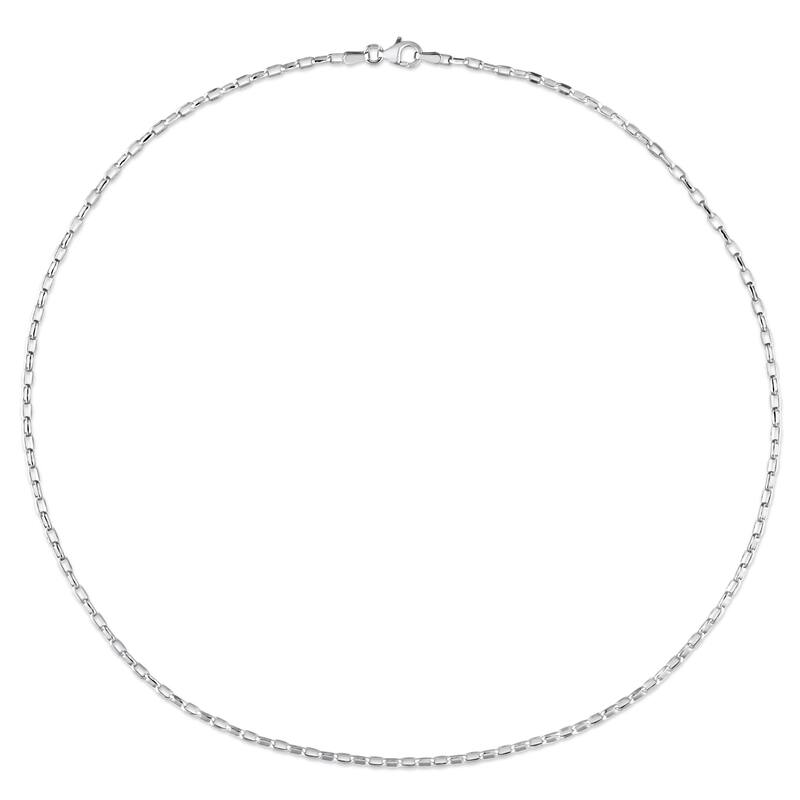 Miadora Sterling Silver Fancy Rectangular Rolo Chain Necklace