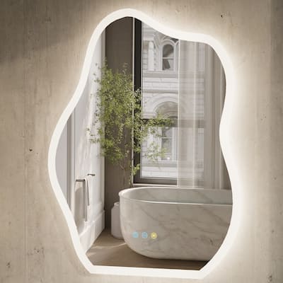 24"x 32" Cloud Irregular LED Bathroom Mirror with Lights, Backlit Demister Dimmable - Off-White - 23.62x31.50 inch