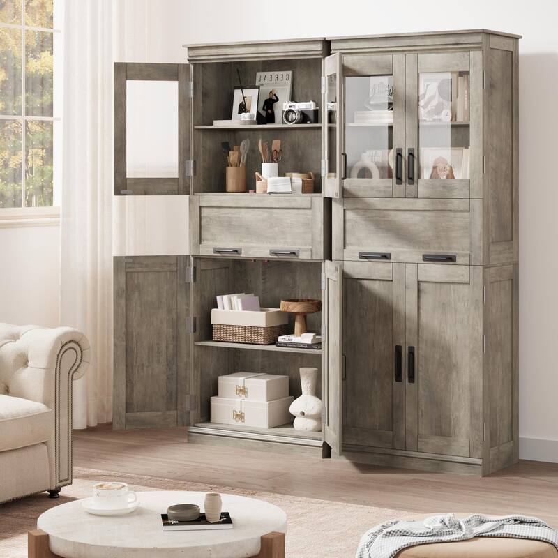 66.9" Pantry Cabinet with Drawer, Kitchen Storage Buffet Cabinet with 4 Shelves, Freestand Storage Cabinet