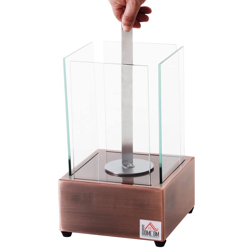 HOMCOM Freestanding Tabletop Ventless Bio Ethanol Fireplace Glass