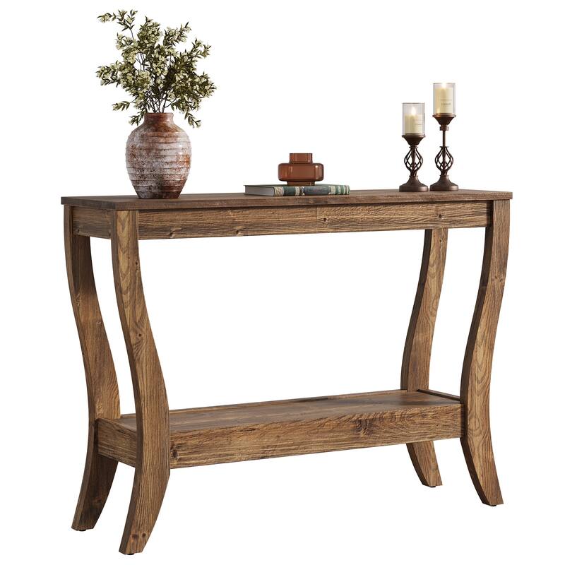 Solid Wood Console Table, 43.3-Inch Farmhouse Entryway Table