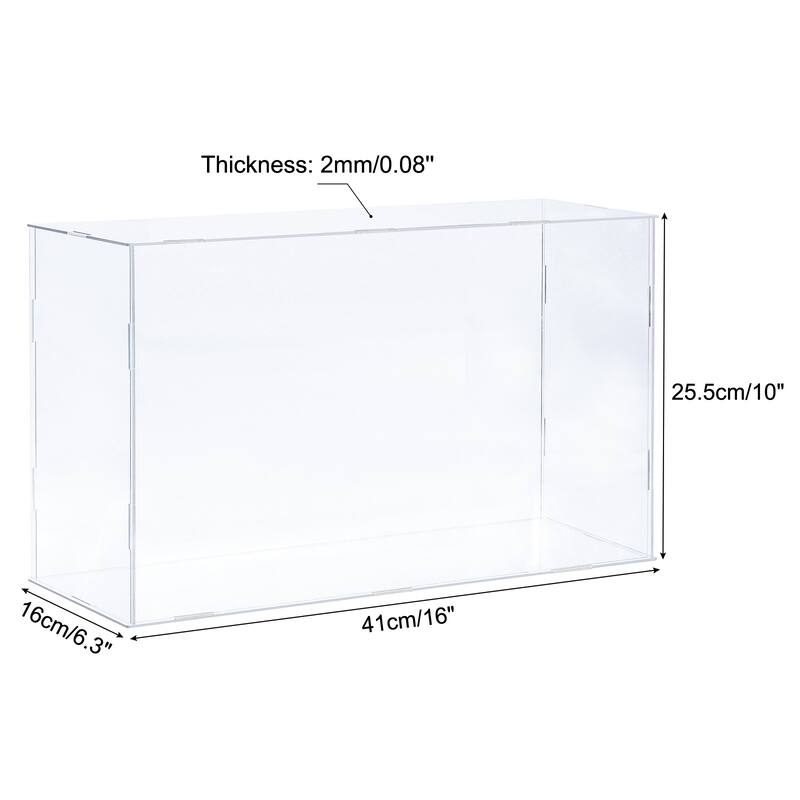 Acrylic Display Case Plastic Box Storage Assemble Dustproof Showcase - 16x6.3x10 Inch