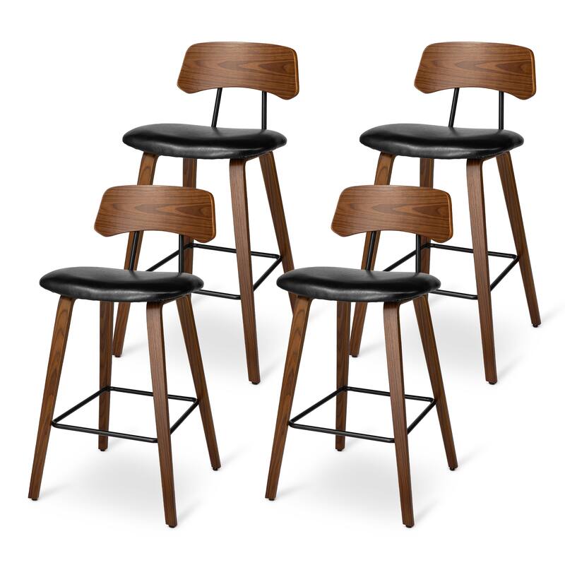Glitzhome 40"H Rattan Back Swivel Bar Stool with Metal Legs Set of 2/4