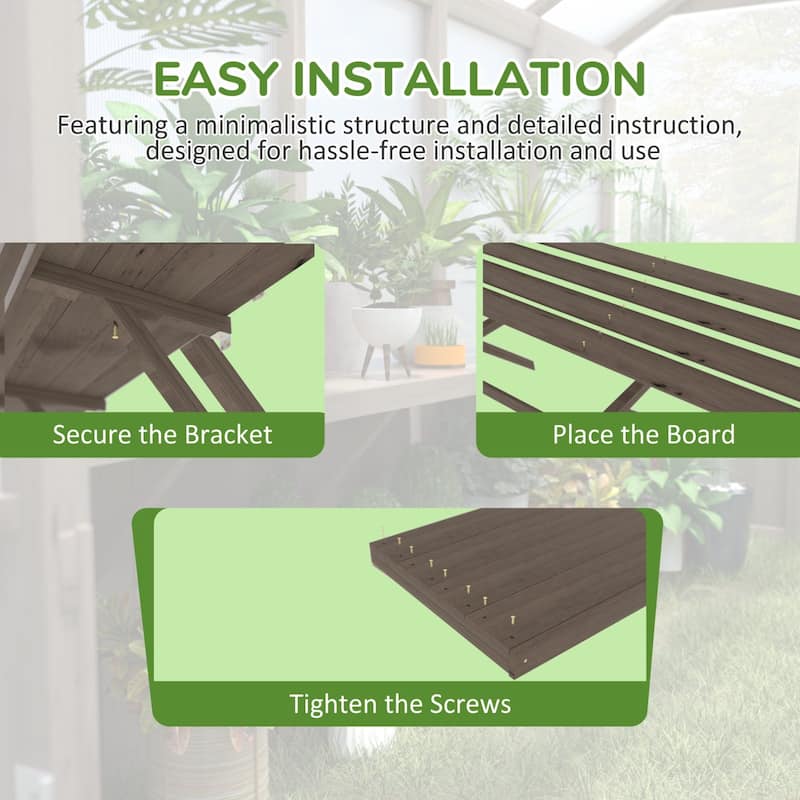 VEIKOUS Wooden Greenhouse Shelves, Heavy-Duty Storage Shelving for Wooden Greenhouses, 5 Available Sizes