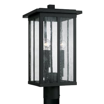 Barrett 18" Tall 3-light Outdoor Post Lantern w/ Antiqued Glass