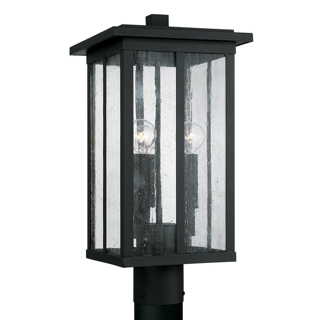 Barrett 18" Tall 3-light Outdoor Post Lantern w/ Antiqued Glass