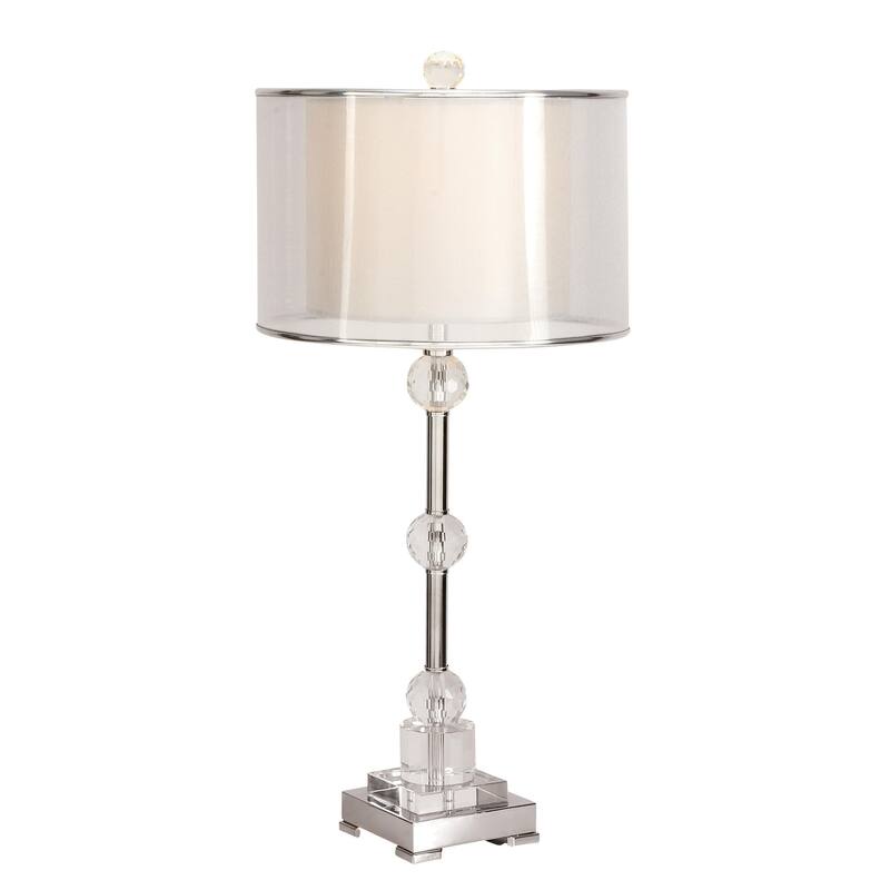 Glass Room Table Lamp with Crystal Embellishments - Silver - Roche River Decor