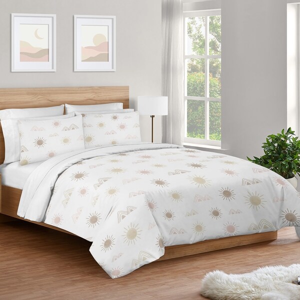 Boho Desert Sun Girl 3pc Full Queen Comforter Set Blush Pink